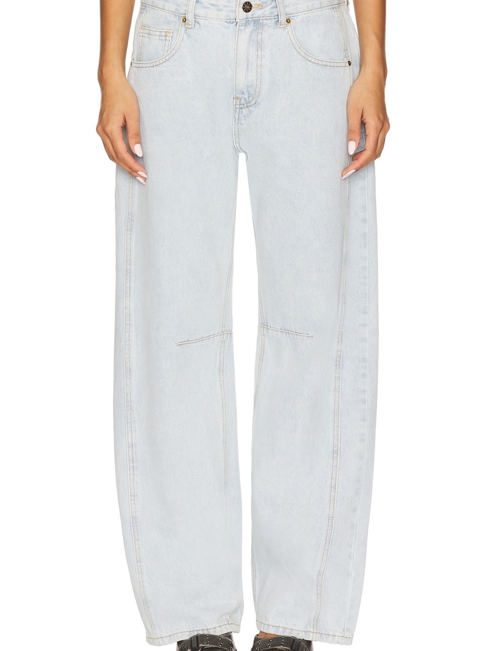 Lioness Light Wash Barrel Wide Leg Jeans